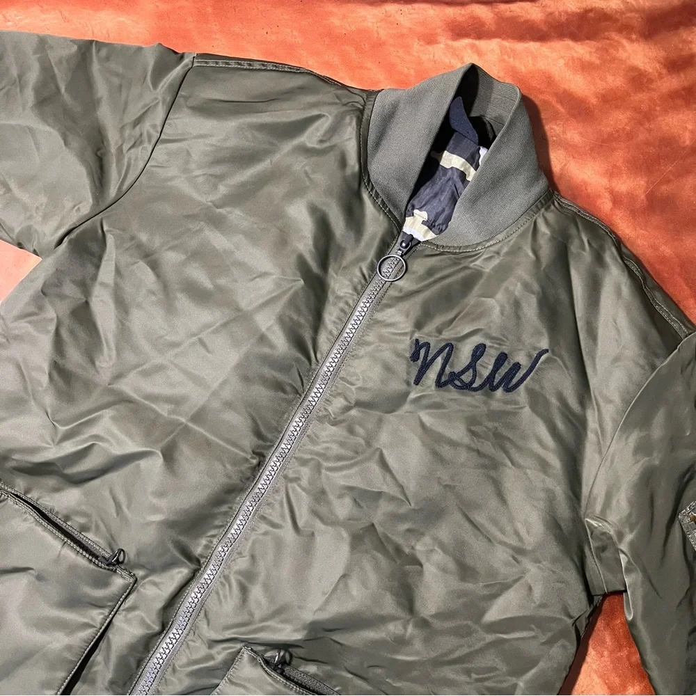 Nike NSW Insulated Long Varsity Bomber Jacket Green Camo Orange  Jacket small